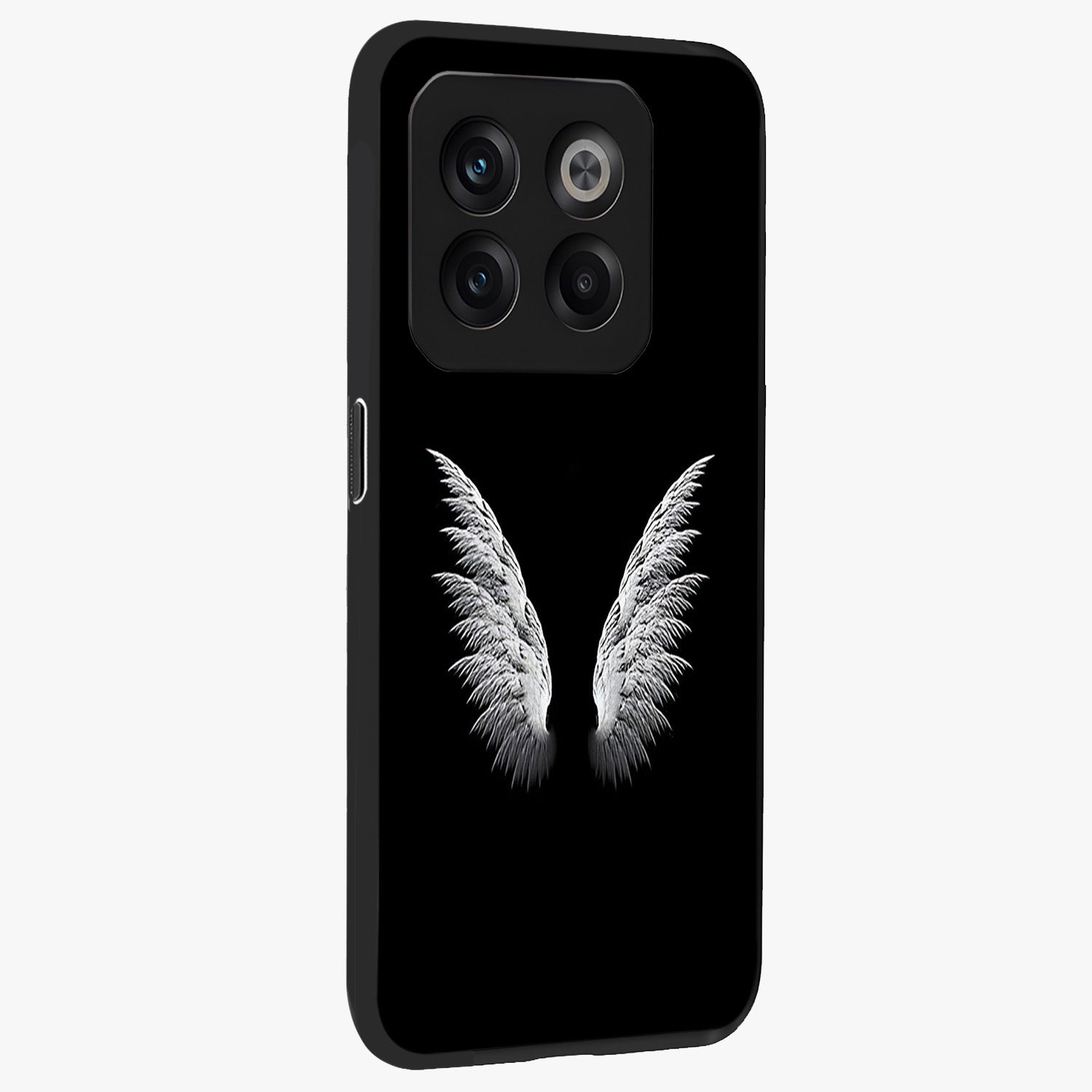 Angel Wing Grace Glass Case for 1+10T side perspective highlighting delicate wing illustration details
