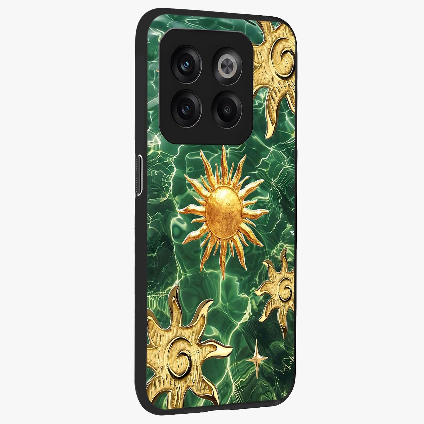 Aqua Sun Mirage Glass Case for 1+10T side perspective highlighting bold mirage style design details