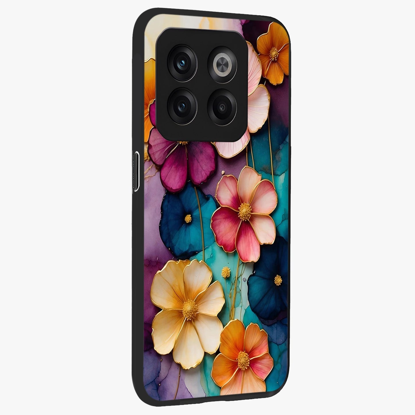 Artlyn Grace Flower Pattern Glass Case for 1+10T side perspective highlighting premium edges and delicate floral design