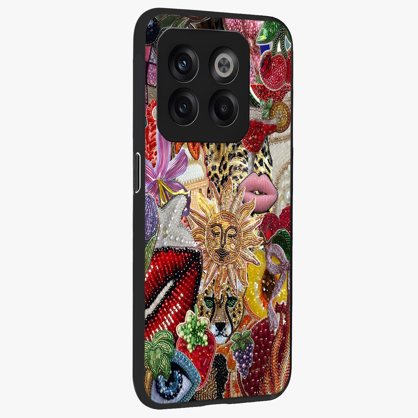 Beaded Fashion Jungle Glass Case for 1+10T side perspective highlighting rich bead detailing and premium edges