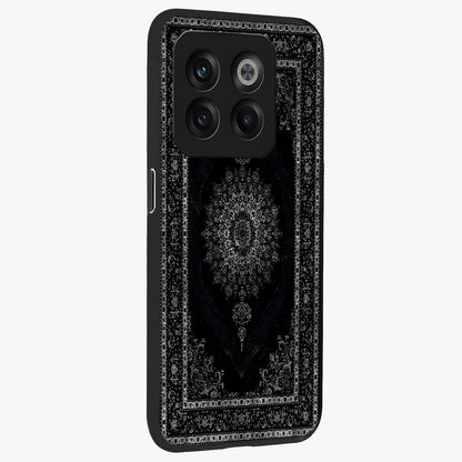 Black Persian Carpet Glass Case for 1+10T side perspective highlighting classic pattern textures and premium build