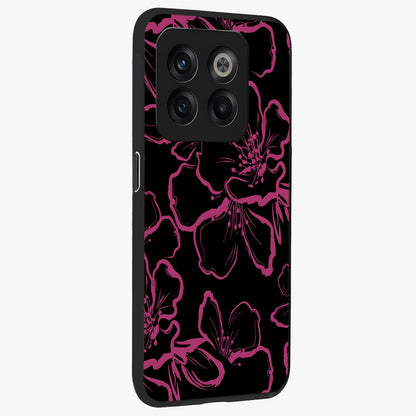 Black Violet Sketch Garden Glass Case for 1+10T side perspective highlighting elegant sketch detailing and premium finish