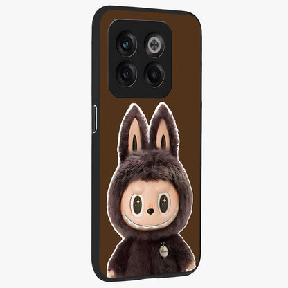 Brown Labubu Design Glass Case for 1+10T side perspective highlighting charming character detailing and smooth edges