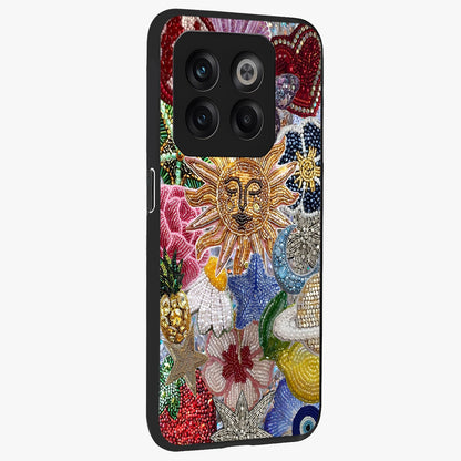 Celestial Floral and Playful Glass Case for 1+10T side perspective highlighting playful bloom textures and smooth edges