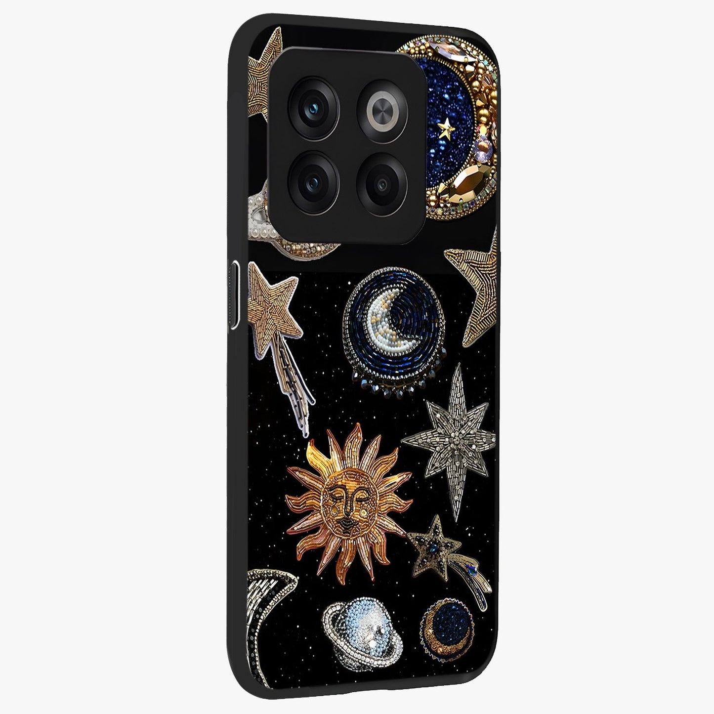 Celestial Gem Constellations Glass Case for 1+10T side perspective highlighting intricate star patterns and premium build