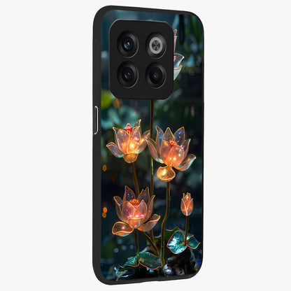 Celestial Lotus Light Glass Case for 1+10T side perspective highlighting delicate lotus detailing and premium finish