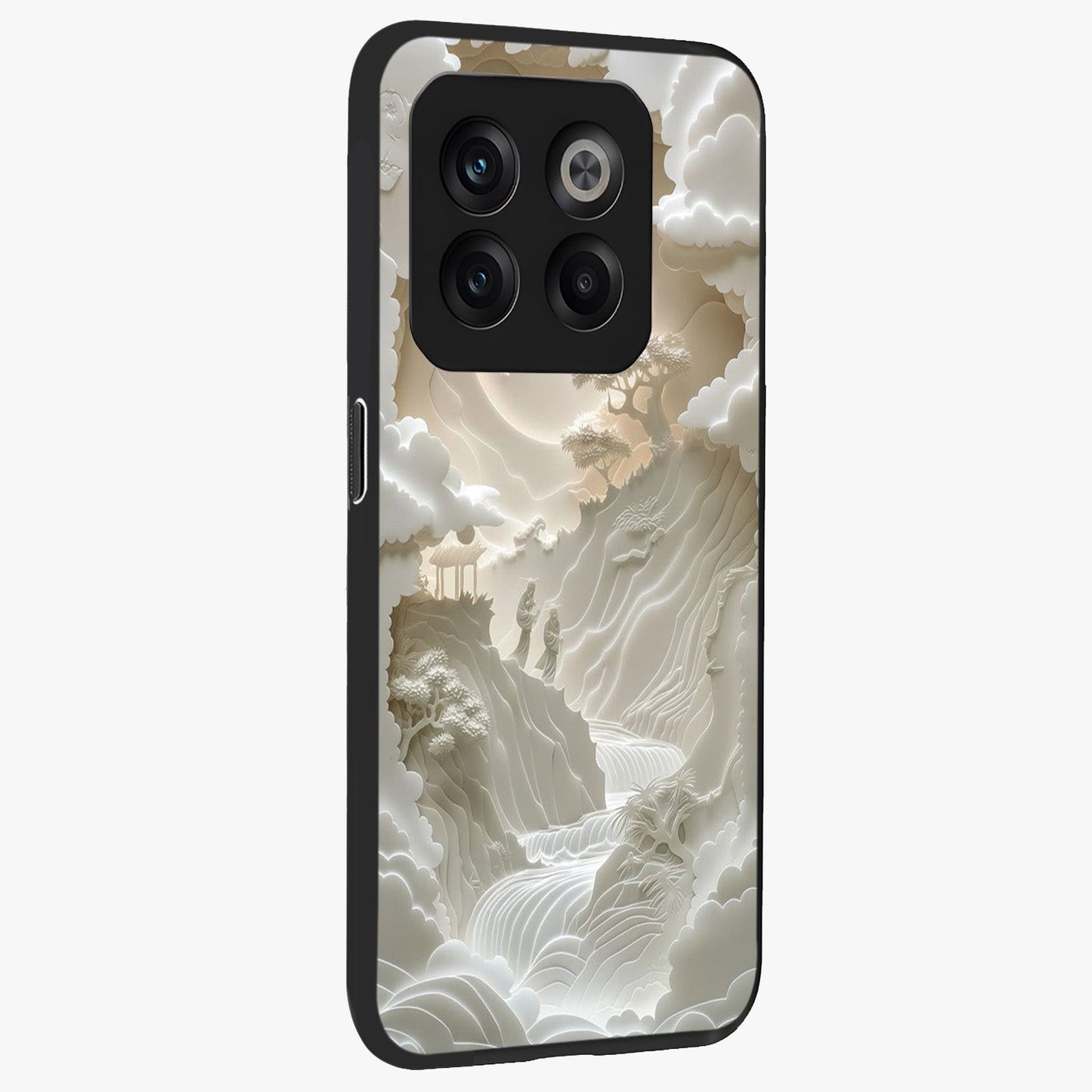 Celestial Origami Glass Case for 1+10T side perspective highlighting sharp detailing and smooth premium build