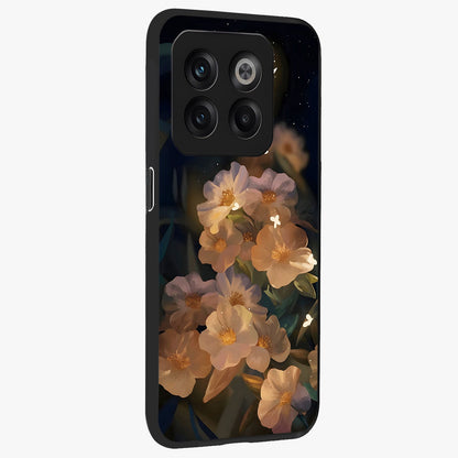 Celestial Petal Night Glass Case for 1+10T side perspective highlighting delicate petal details and premium edges