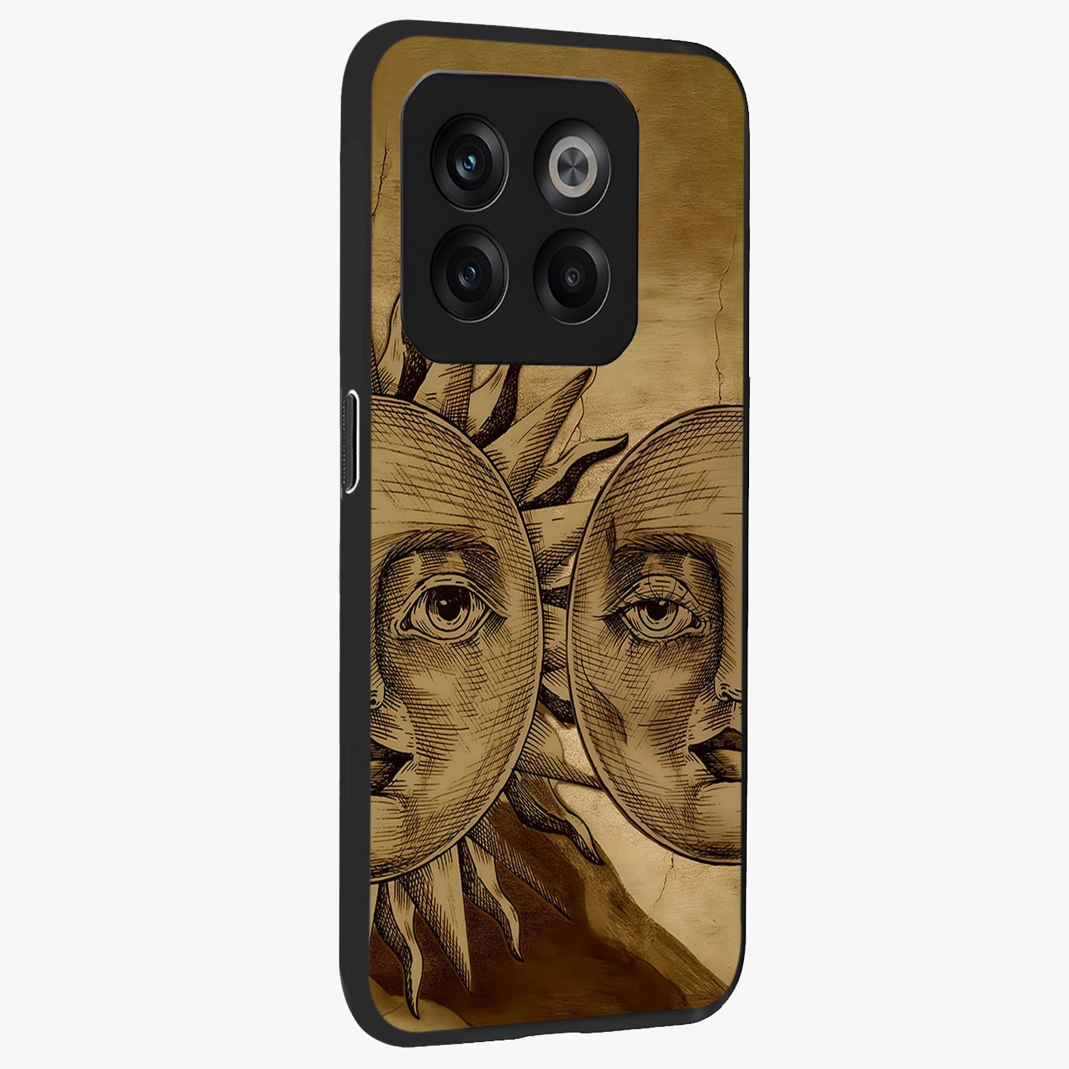 Celestial Relic Glow Glass Case for 1+10T side perspective highlighting intricate celestial textures and sleek build