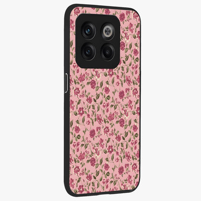 Charming Pink Floral Glass Case for 1+10T side perspective highlighting subtle floral textures and smooth edges