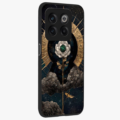Cosmic Bloom Rose Glass Case for 1+10T side perspective highlighting glowing rose details and smooth premium build