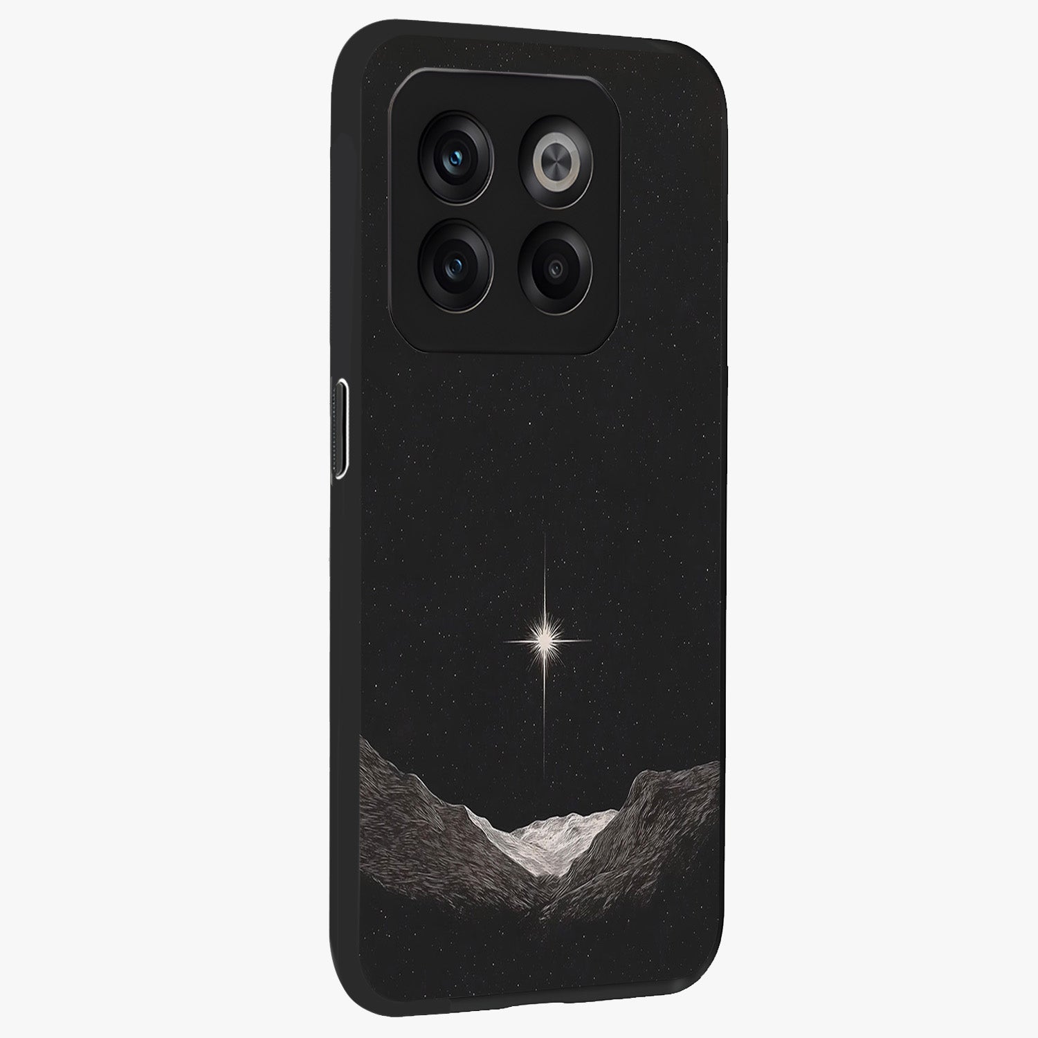 Cosmic Dream Night Glass Case for 1+10T side perspective highlighting vibrant star detailing and premium build