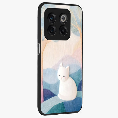 Cotton Dream Cat Glass Case for 1+10T side perspective highlighting cute feline details and smooth premium edges