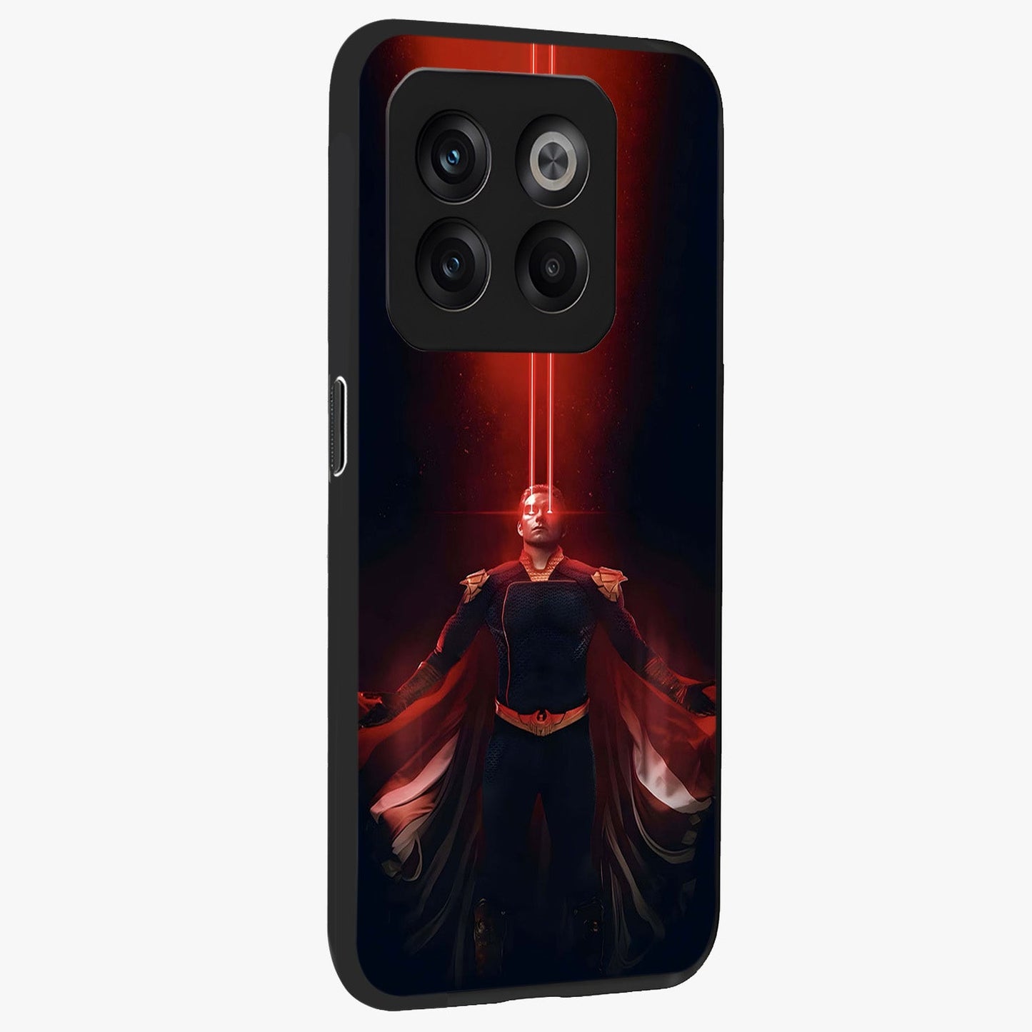 Crimson Vision Ascension Glass Case for 1+10T side perspective highlighting intense color depth and sleek build