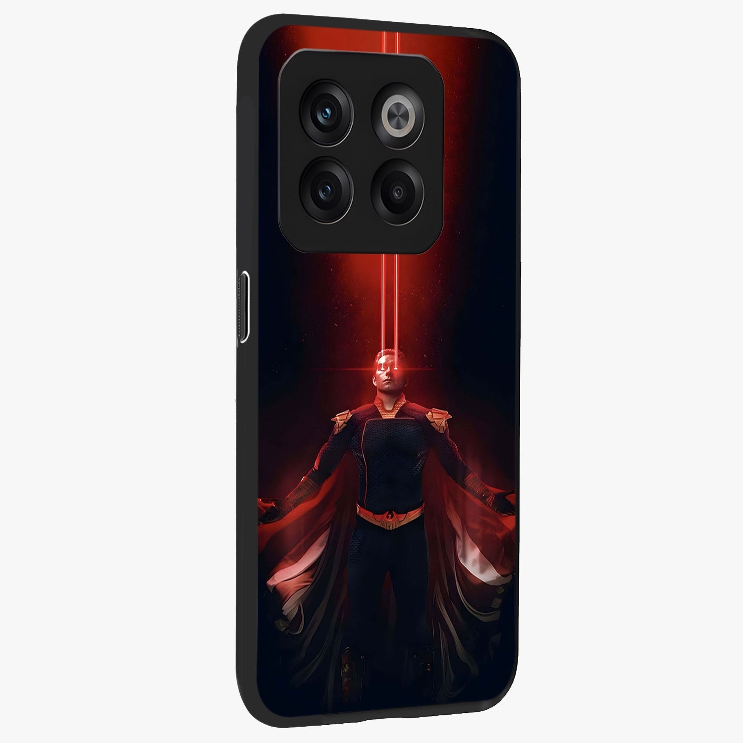 Crimson Vision Ascension Glass Case for 1+10T side perspective highlighting intense color depth and sleek build