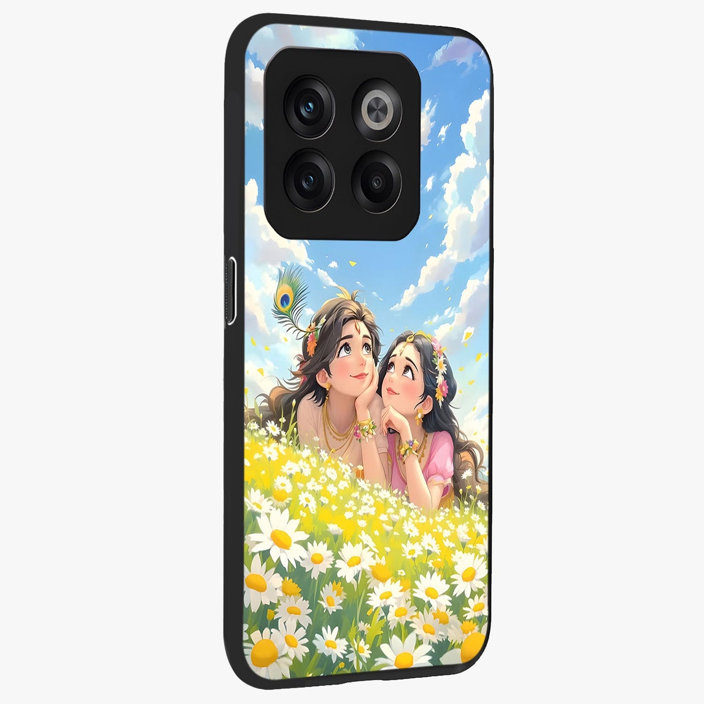 Daisy Daydream Love Glass Case for 1+10T side perspective highlighting charming floral textures and premium edge finish