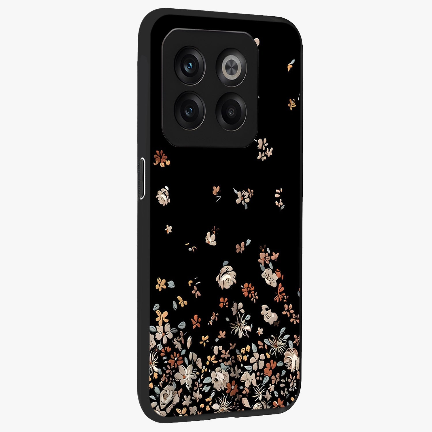Dark Petal Aesthetic Glass Case for 1+10T side perspective highlighting refined textures and premium edge finish