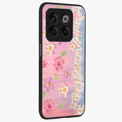 Dreamy Painted Garden Glass Case for 1+10T side perspective highlighting colorful bloom details and premium edges