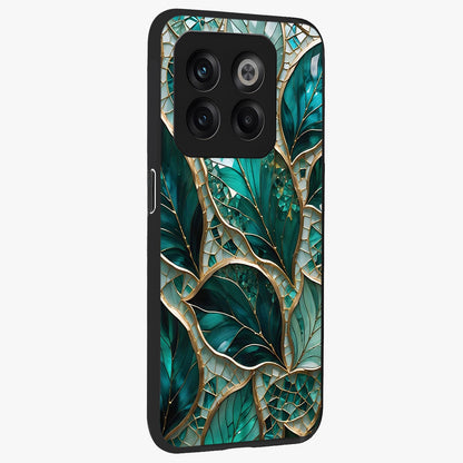 Emerald Leaf Glass Case for 1+10T side perspective highlighting refined leaf textures and sleek build
