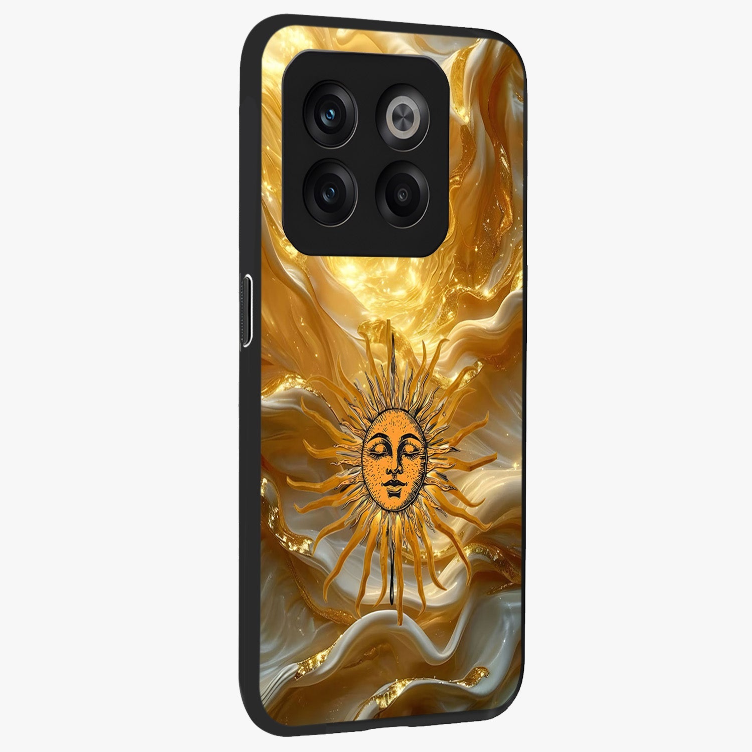Eternal Golden Glow Glass Case for 1+10T side perspective highlighting rich glow detailing and premium edges