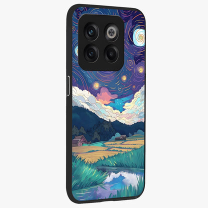 Fields Beneath the Cosmos Glass Case for 1+10T side perspective highlighting serene landscape textures and premium edges