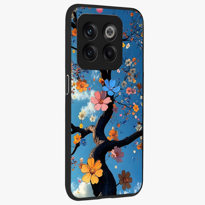 Floral Tree Glass Case for 1+10T side perspective highlighting vibrant floral patterns and sleek edges
