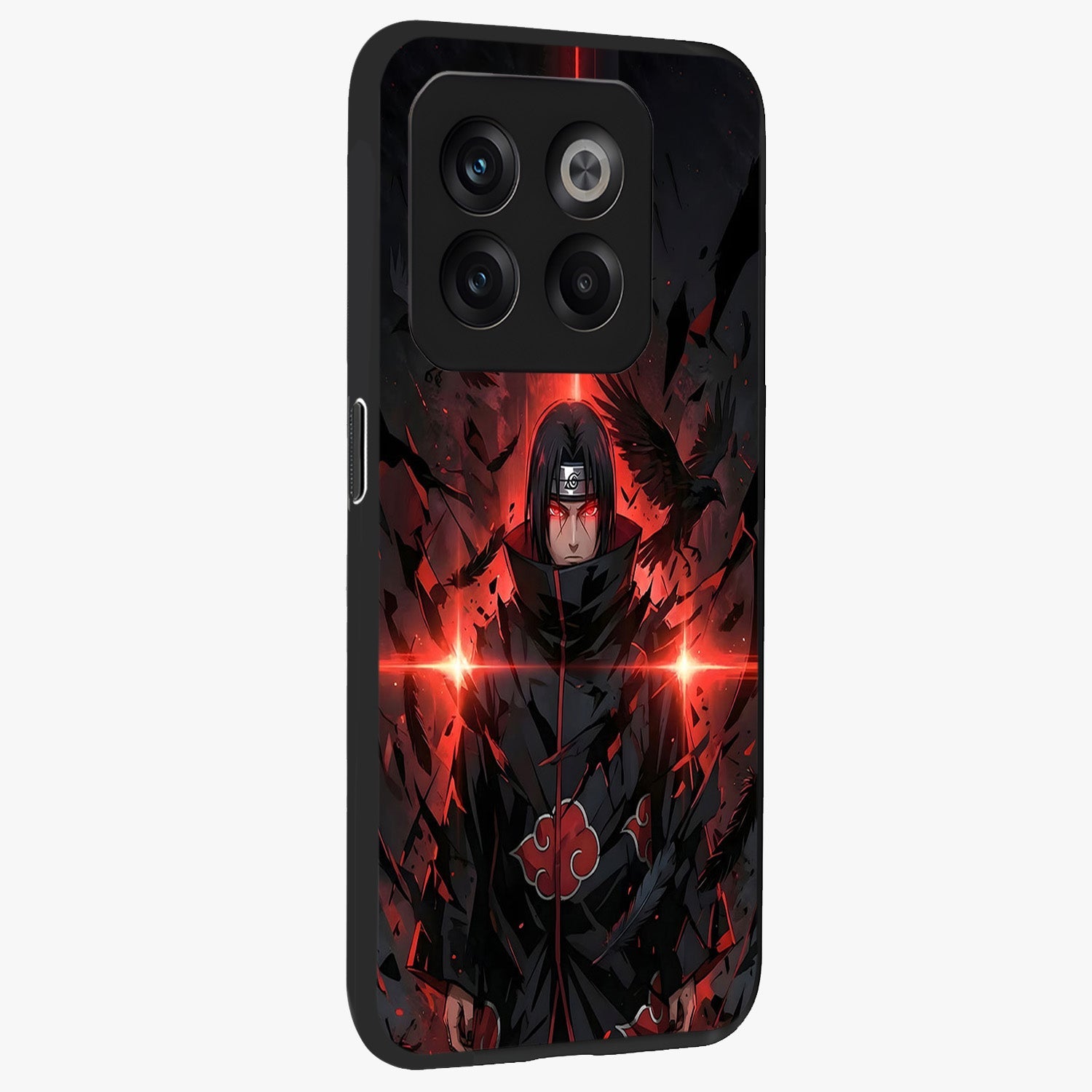 Focused Blade Discipline Glass Case for 1+10T side perspective highlighting sleek weapon inspired textures and premium edges