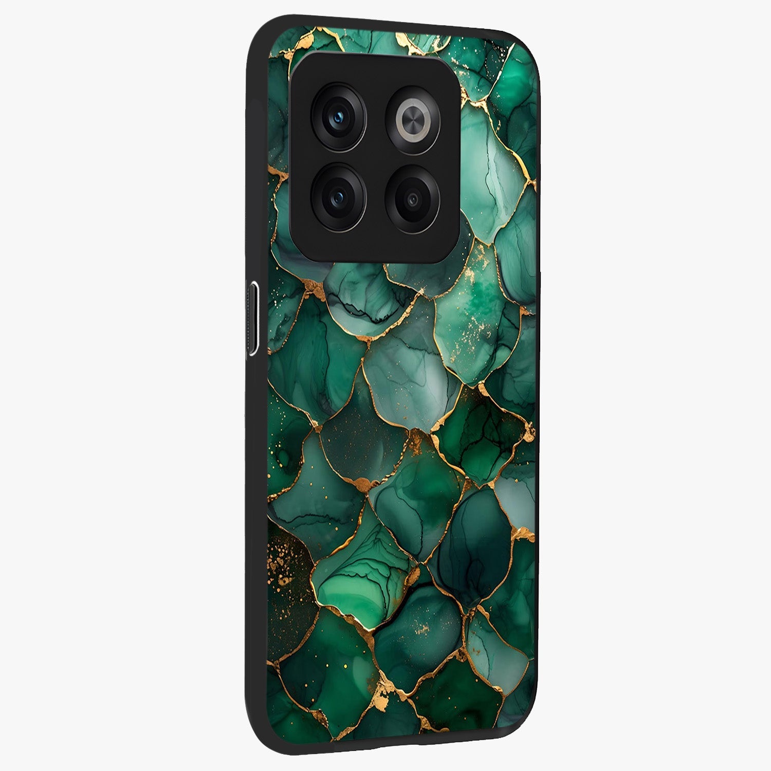 Geometric Polyester Pattern Glass Case for 1+10T side perspective highlighting sharp pattern textures and smooth premium build