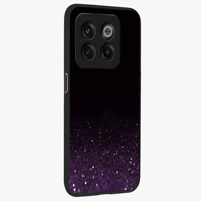 Glittery Purple Bokeh Glass Case for 1+10T side perspective highlighting glowing textures and sleek premium edges