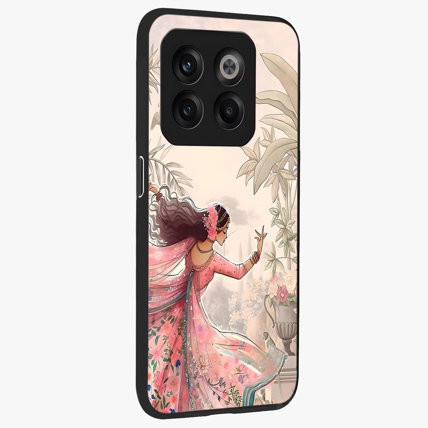 Graceful Garden Rhythm Glass Case for 1+10T side perspective highlighting refined floral textures and premium edges