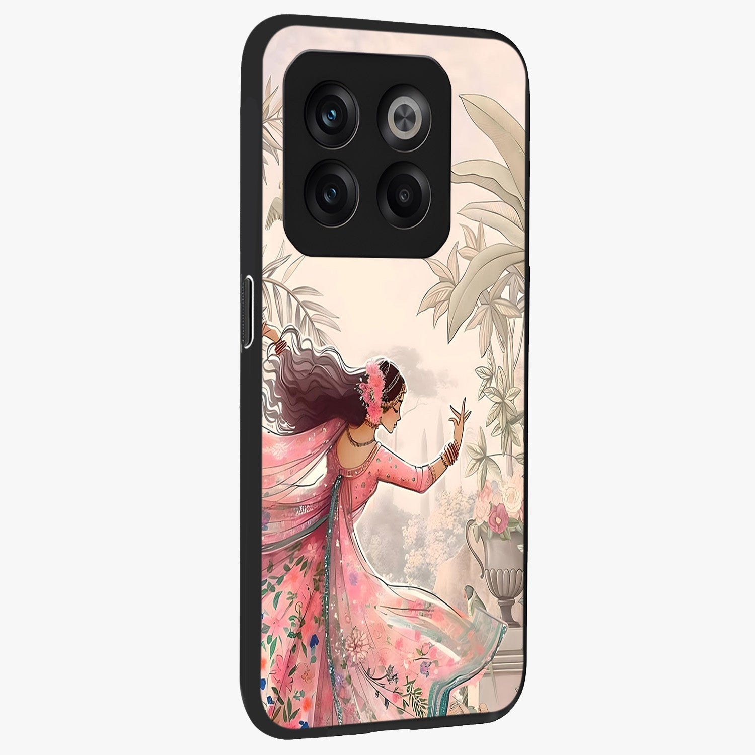 Graceful Garden Rhythm Glass Case for 1+10T side perspective highlighting refined floral textures and premium edges