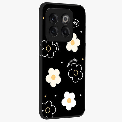 Happy Day Daisy Glass Case for 1+10T side perspective highlighting fresh floral textures and premium edges
