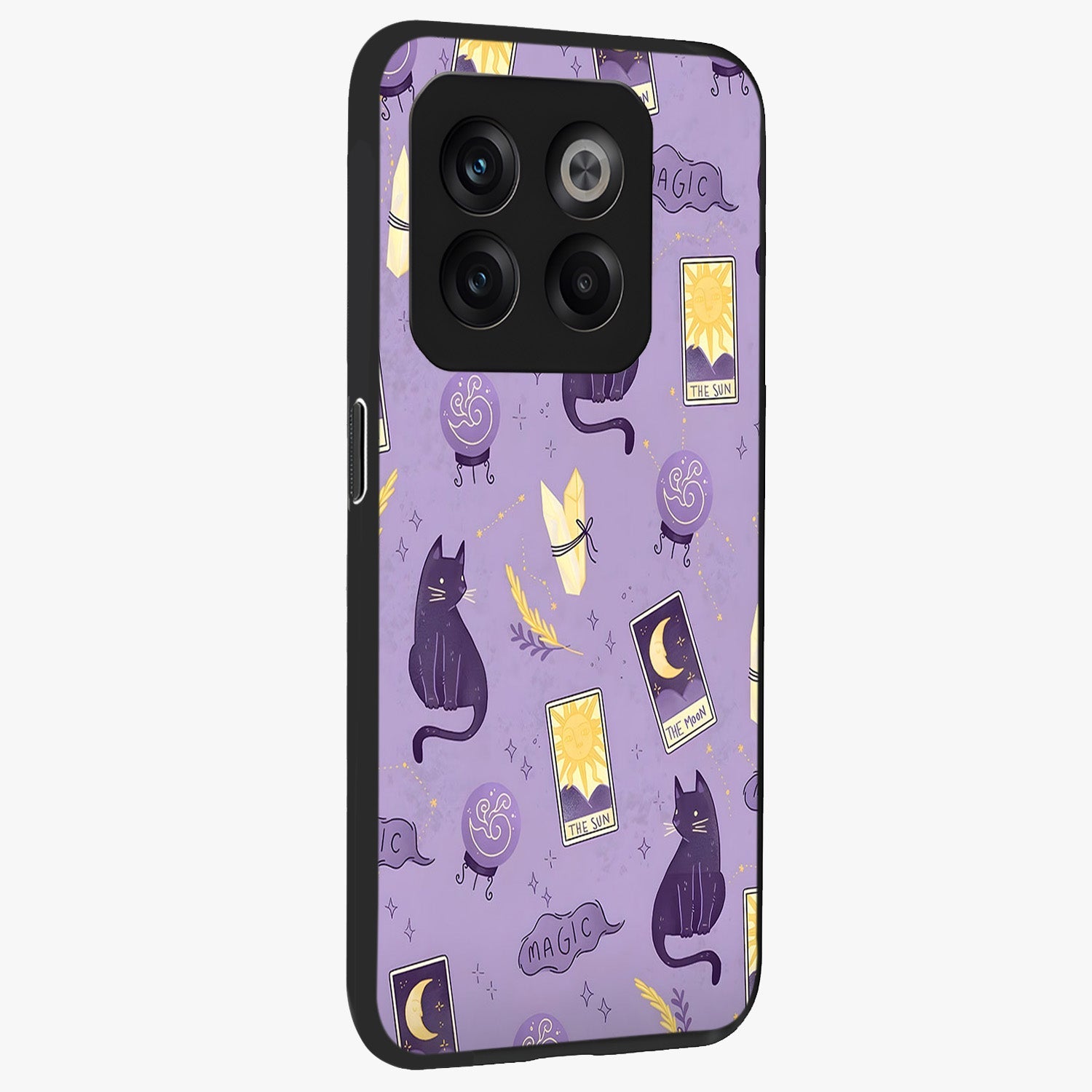 Humble Magic Cats Glass Case for 1+10T displayed upright for cute mystical visibility and premium finish.