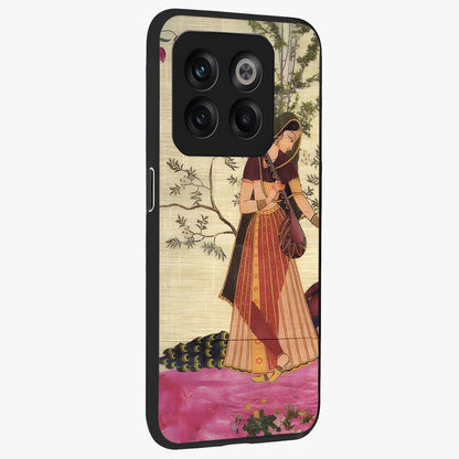 Lady With Veena Art Glass Case for 1+10T side perspective highlighting graceful illustration textures and sleek build