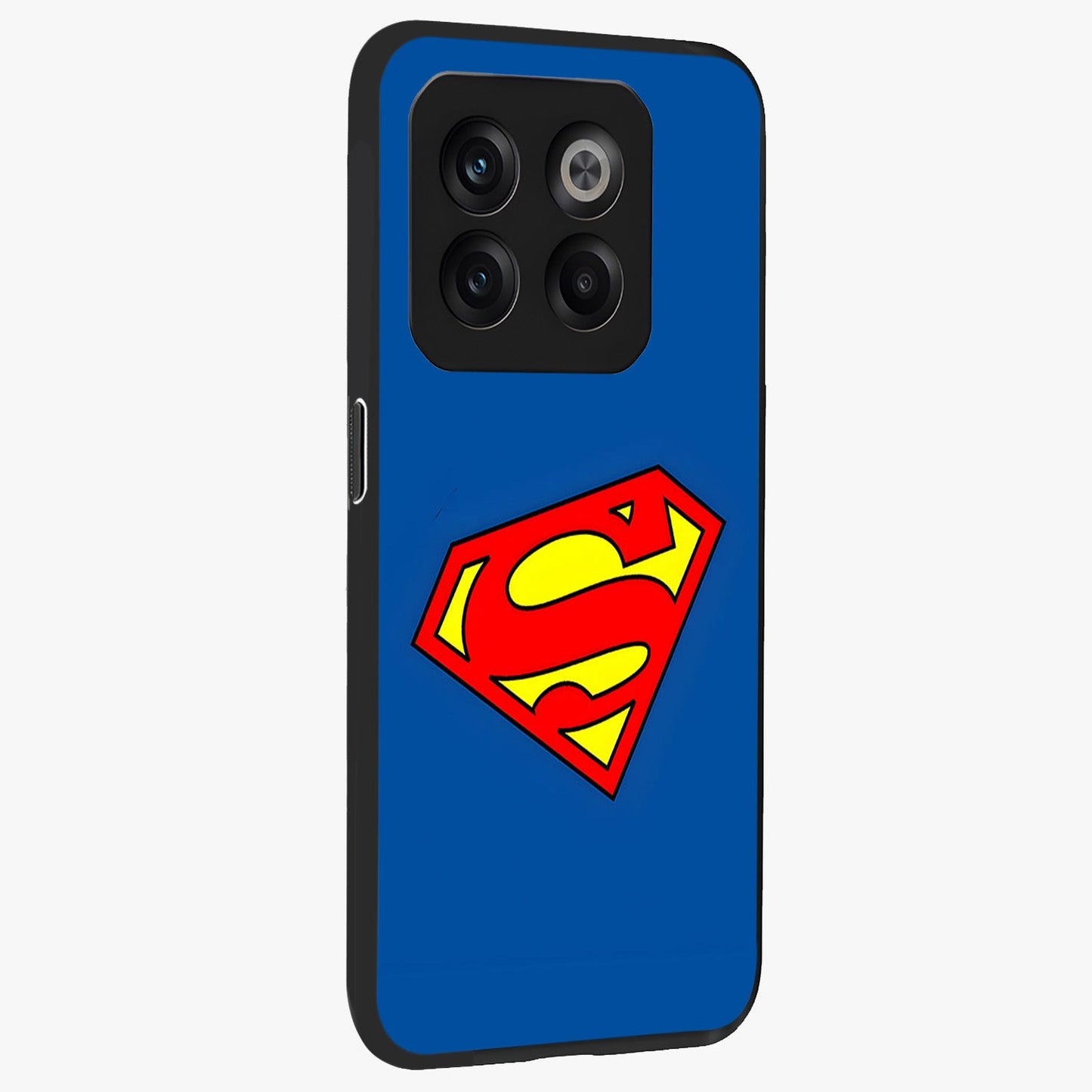 Legendary Hero Emblem Glass Case for 1+10T side perspective highlighting sharp emblem textures and premium edges