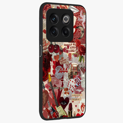 Lover’S Red Chaos Glass Case for 1+10T side perspective highlighting edgy detailing and premium build