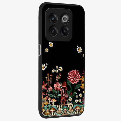 Midnight Bloom Pattern Glass Case for 1+10T side perspective highlighting intricate floral textures and premium edges