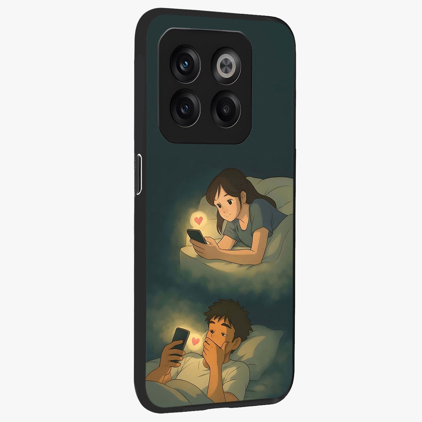 Midnight Love Echo Glow Glass Case for 1+10T side perspective highlighting soft light textures and sleek build