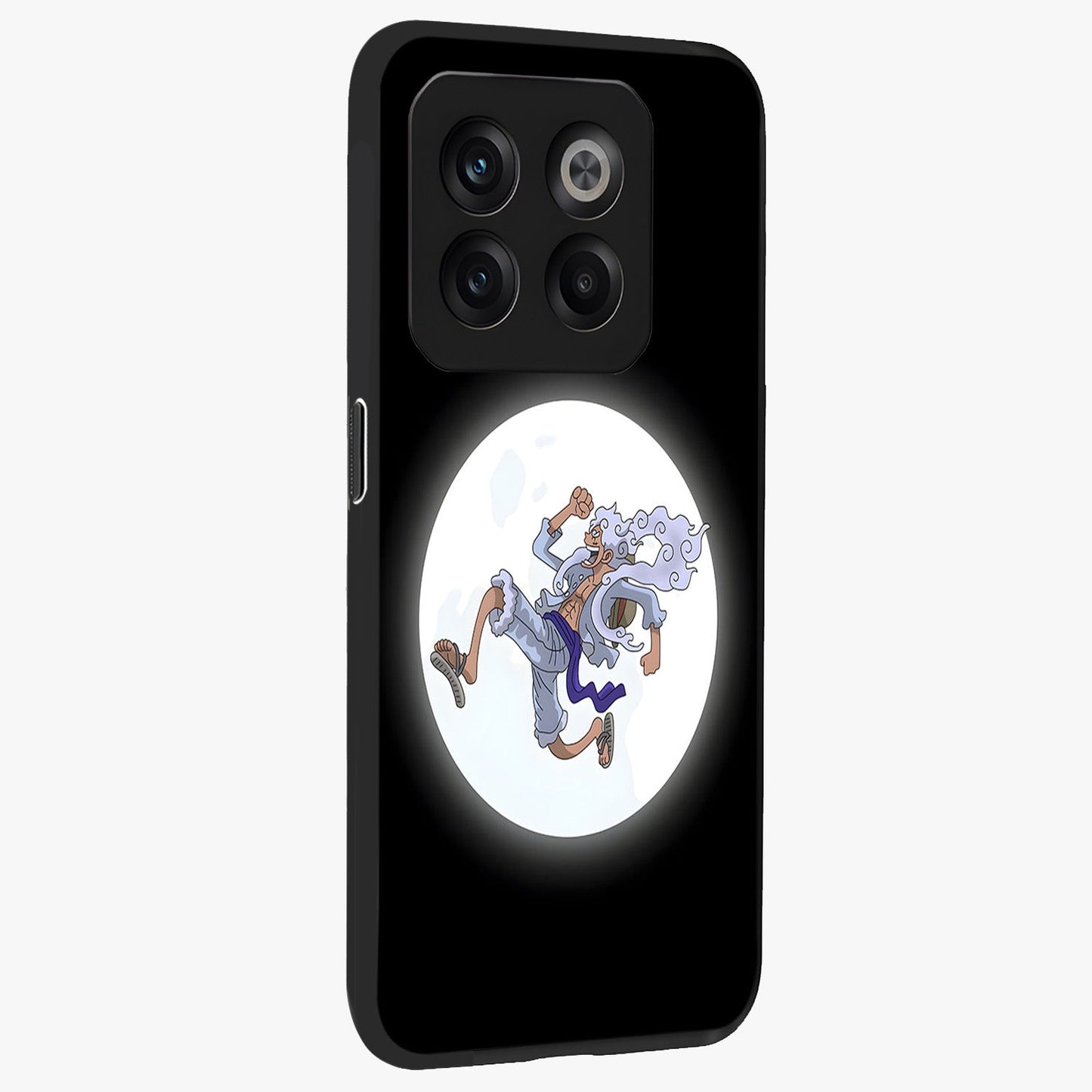 Moonlit Freedom Dance Glass Case for 1+10T side perspective highlighting dynamic detailing and premium edge finish