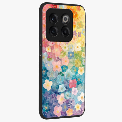 Multiple Background With Flower Glass Case for 1+10T side perspective highlighting rich floral textures and premium edges
