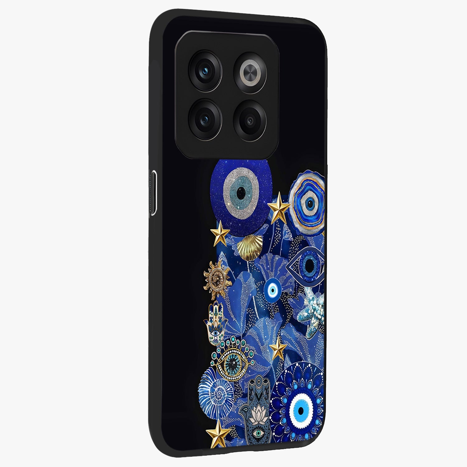 Mystic Ocean Eye Glass Case for 1+10T side perspective highlighting intricate eye textures and sleek edges