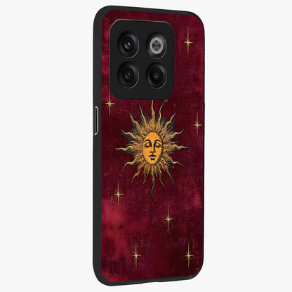 Mystic Solar Glow Glass Case for 1+10T side perspective highlighting luminous detailing and premium edges