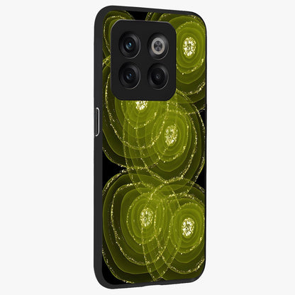 Neon Orbit Bloom Marble Glass Case for 1+10T side perspective highlighting luminous textures and premium edges