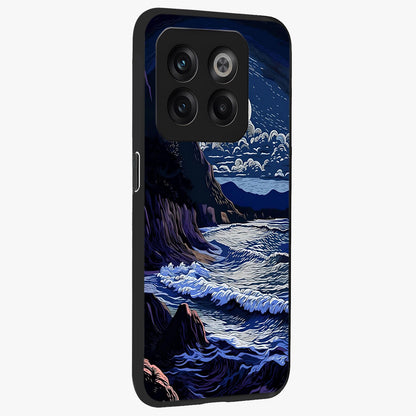Night Moon Scenery Pattern Glass Case for 1+10T side perspective highlighting calming scenic textures and smooth build