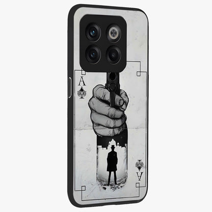 Noir Trigger Fate Glass Case for 1+10T side perspective highlighting strong contrast textures and premium edges