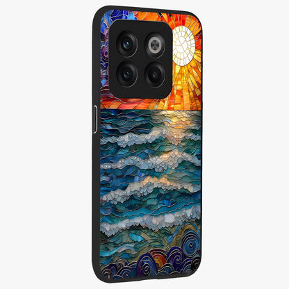 Oceanic Stained Printed Glass Case for 1+10T side perspective highlighting detailed textures and premium edges
