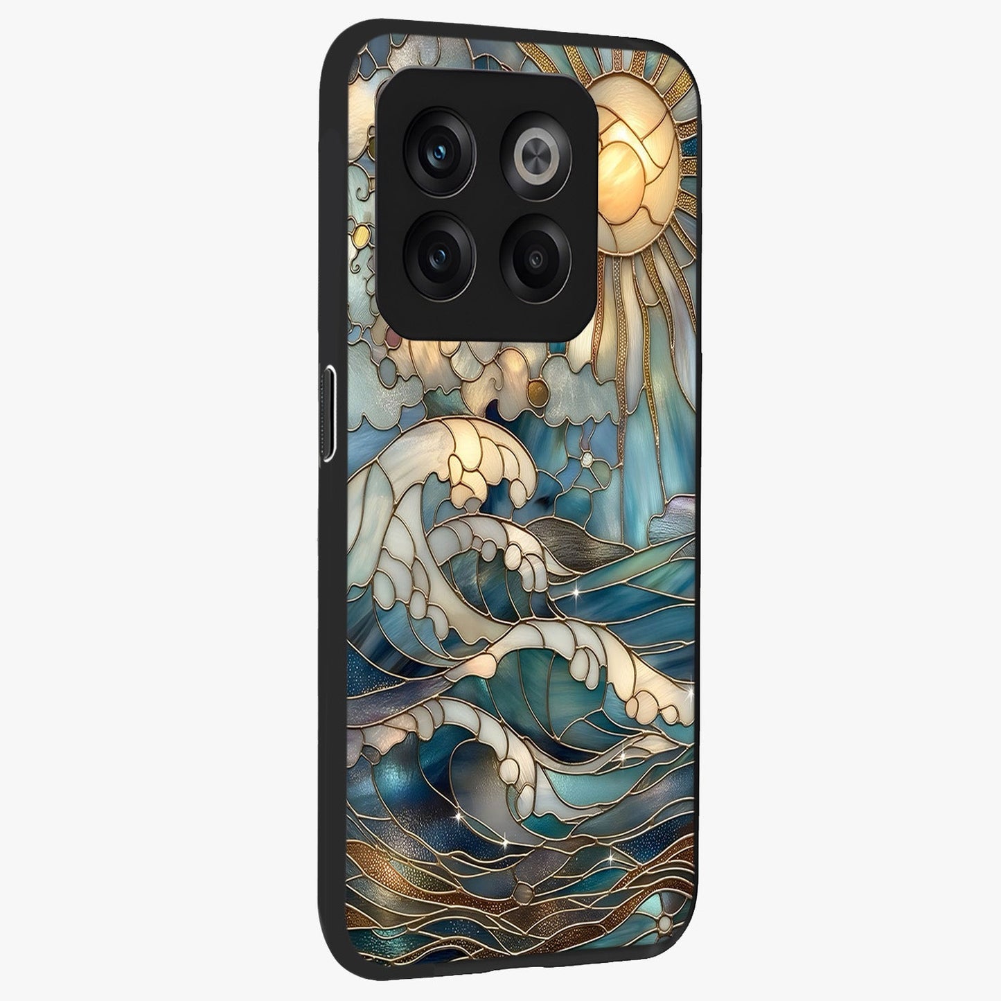 Ocean Mosaic Art Glass Case for 1+10T side perspective highlighting intricate tile textures and smooth build