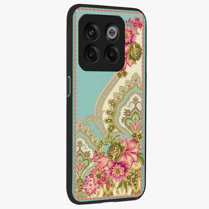 Ornate Mughal Floral Pattern Glass Case for 1+10T side perspective highlighting detailed ornamental textures and sleek build