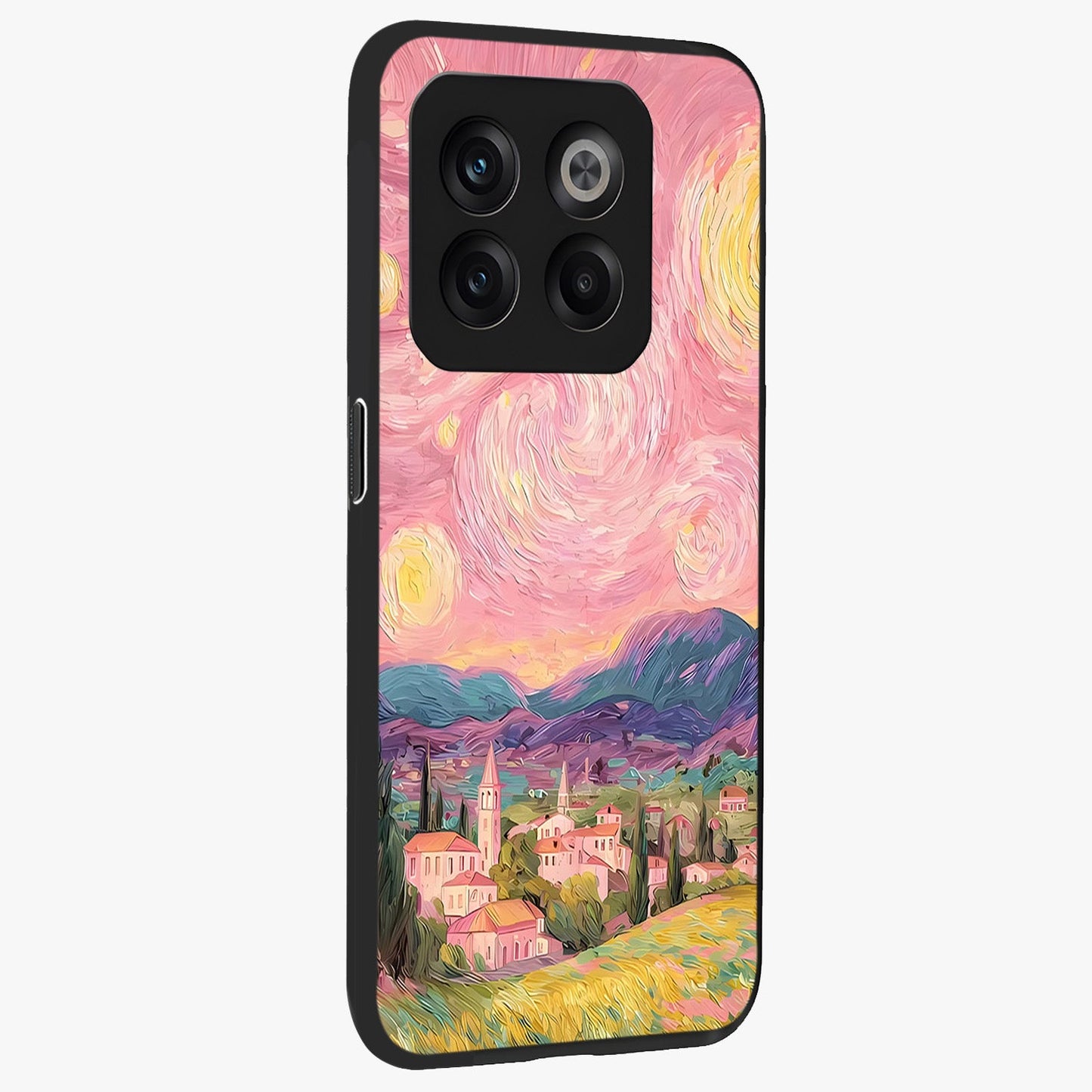 Pastel Starry Village Glass Case for 1+10T side perspective highlighting serene scenic textures and premium edges