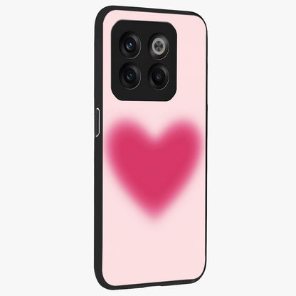 Pink Aura Heart Glass Case for 1+10T side perspective highlighting smooth gradients and premium edges